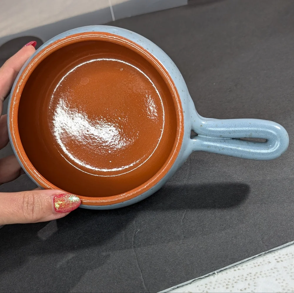 De Silva Terre D' Umbria Italian blue speckle glaze terracotta handled  crock‎